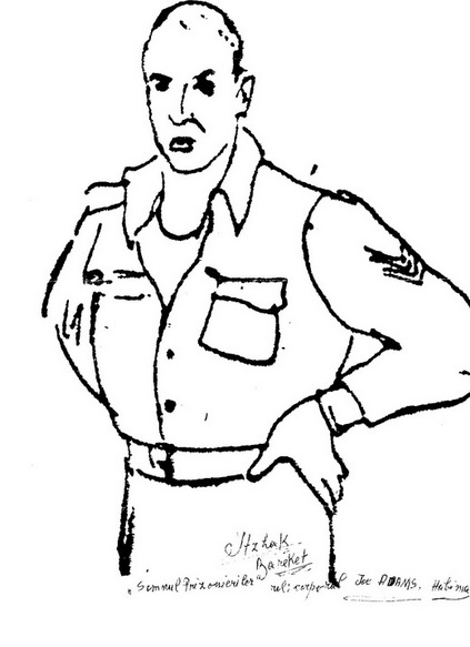 Desen care-l reprezintă pe Itzhak Bareket într-un rol la Teatrul Habima